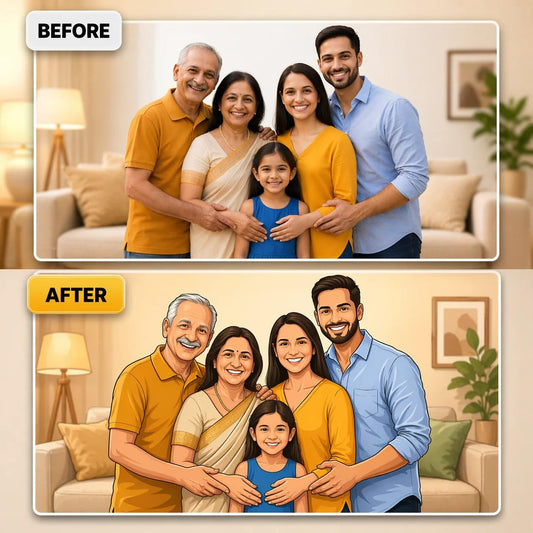 Family Personalised Wooden LED Photo Cutout 3D Glow