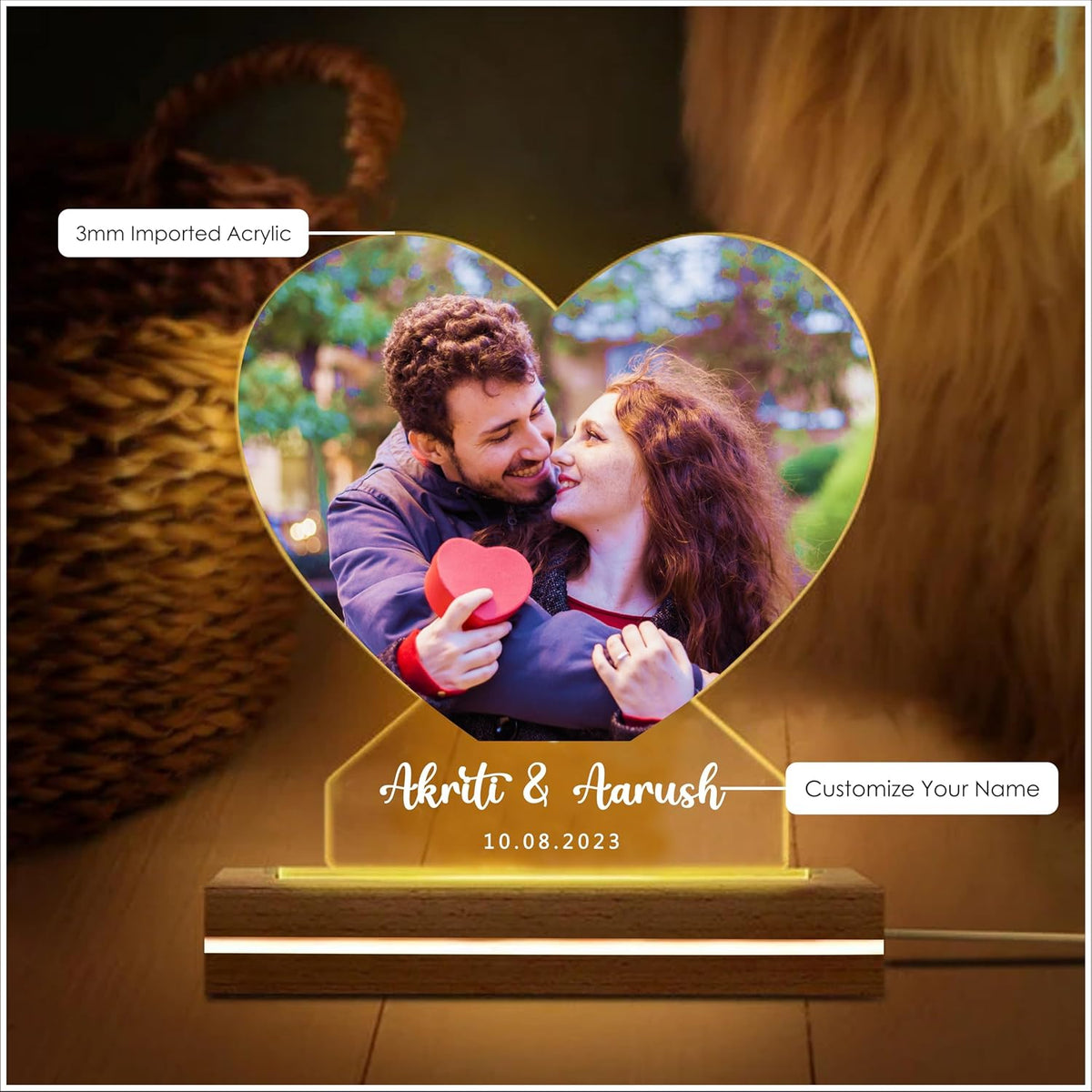 Cupid Love | Personalised Heart LED Photo Lamp for Couples