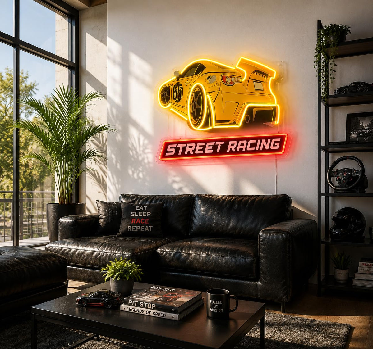 Street Racing LED Neon Sign | Race Car Garage Wall Decor