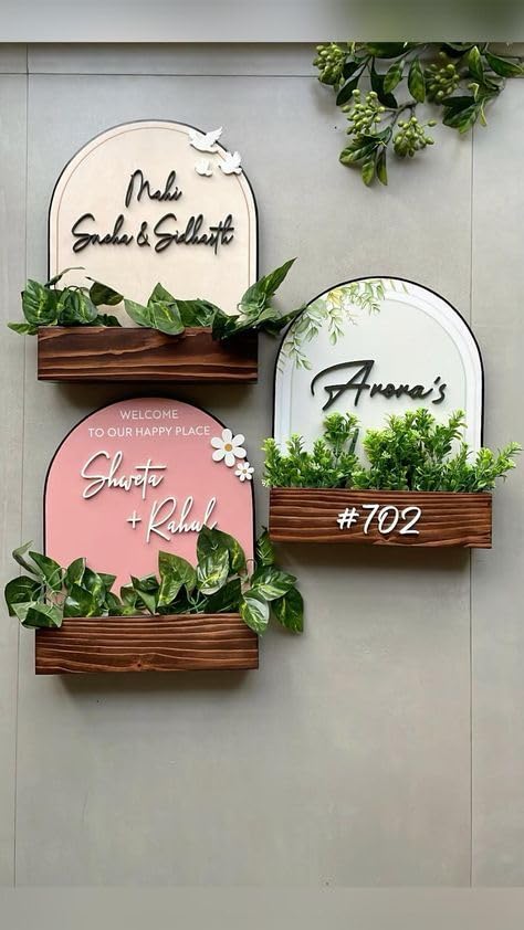 Custom Wooden Name Plate | Arch Design Door Sign
