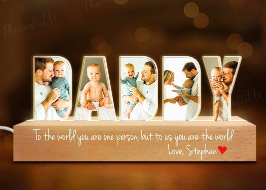 Custom LED Photo Frame , Pinewood & Acrylic | Father's Day Gift