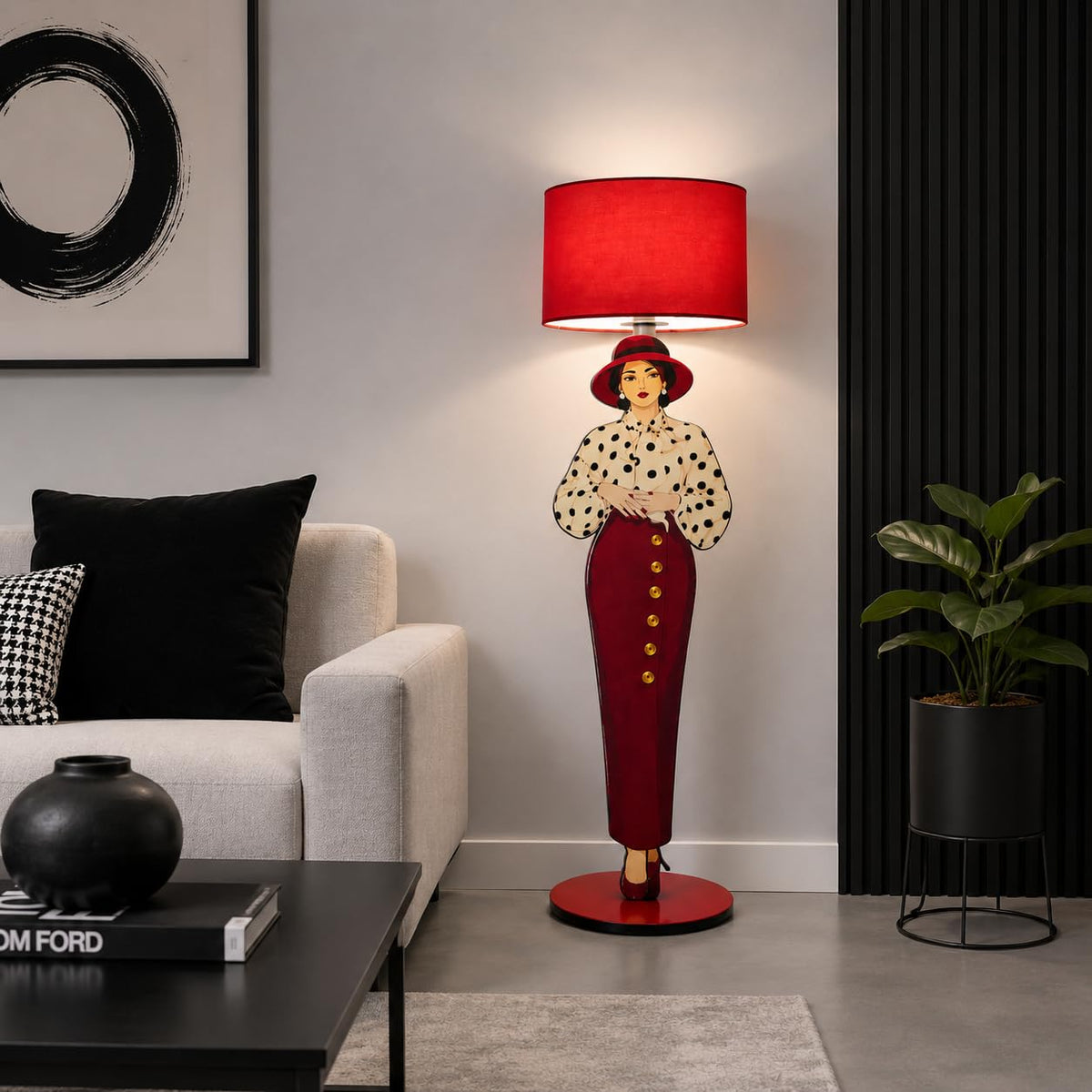 Artistic Red Floor Lamp | Fashion-Inspired Statement Light