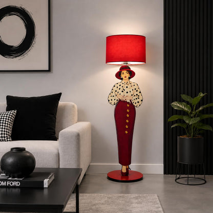 Artistic Red Floor Lamp | Fashion-Inspired Statement Light