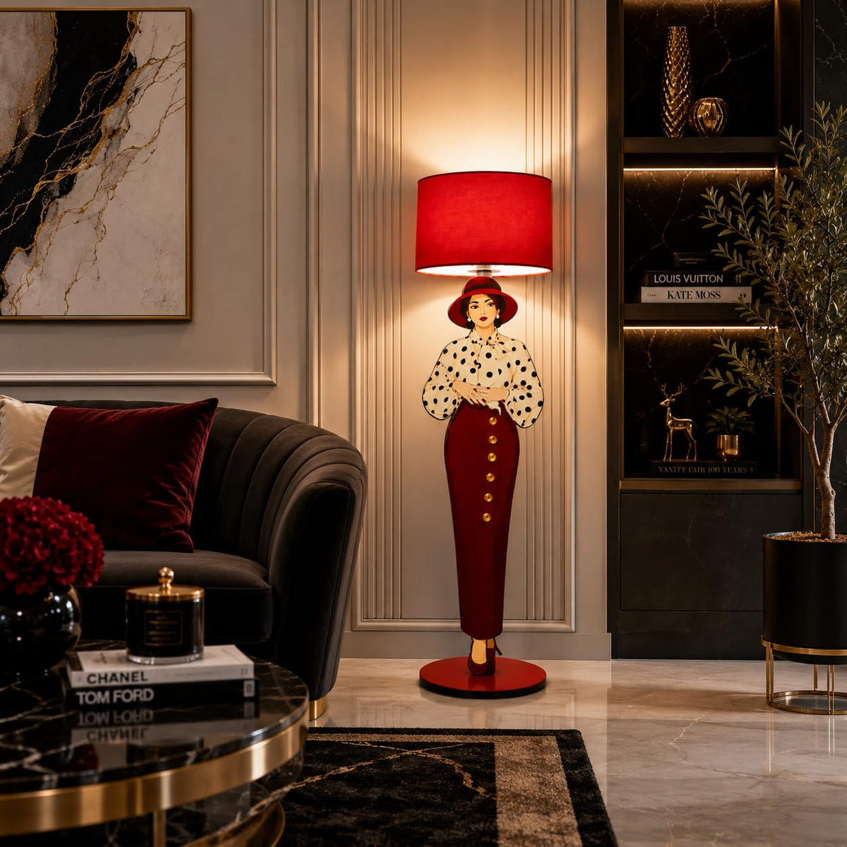 Artistic Red Floor Lamp | Fashion-Inspired Statement Light