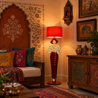 Artistic Red Floor Lamp | Fashion-Inspired Statement Light