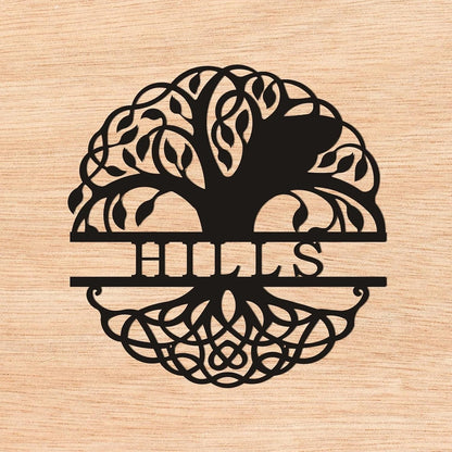 Personalized Tree Name Plate | Custom Round Wooden Name Sign