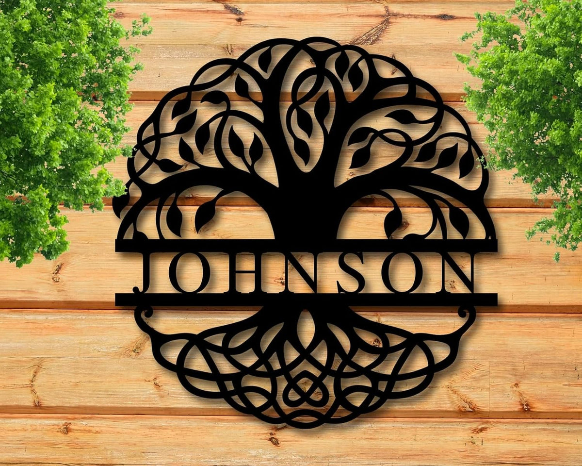 Personalized Tree Name Plate | Custom Round Wooden Name Sign