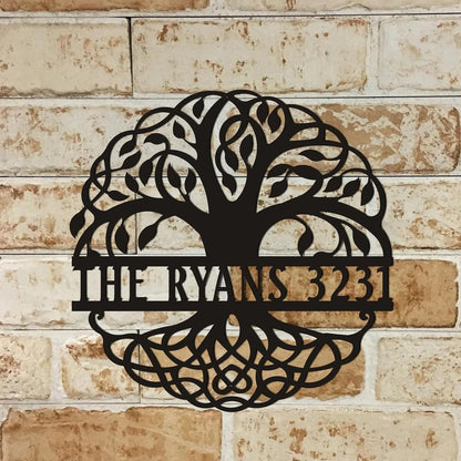 Personalized Tree Name Plate | Custom Round Wooden Name Sign