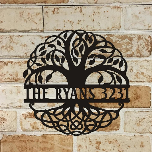 Personalized Tree Name Plate | Custom Round Wooden Name Sign