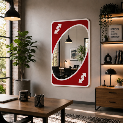 UNO Reverse Card Wall Mirror | Gaming & Room Decor Mirror (32×48 in)