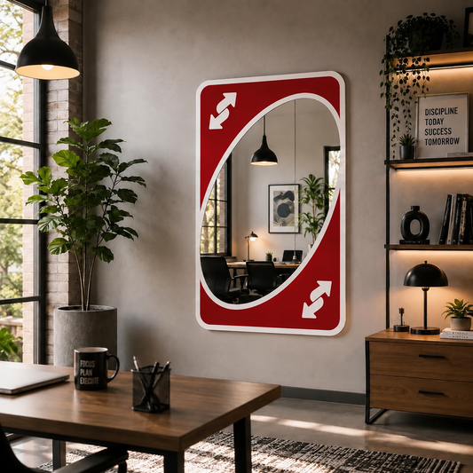 UNO Reverse Card Wall Mirror | Gaming & Room Decor Mirror (32×48 in)