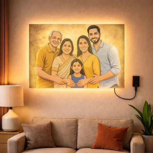 Family Personalised Wooden LED Photo Cutout 3D Glow