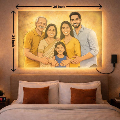 Family Personalised Wooden LED Photo Cutout 3D Glow