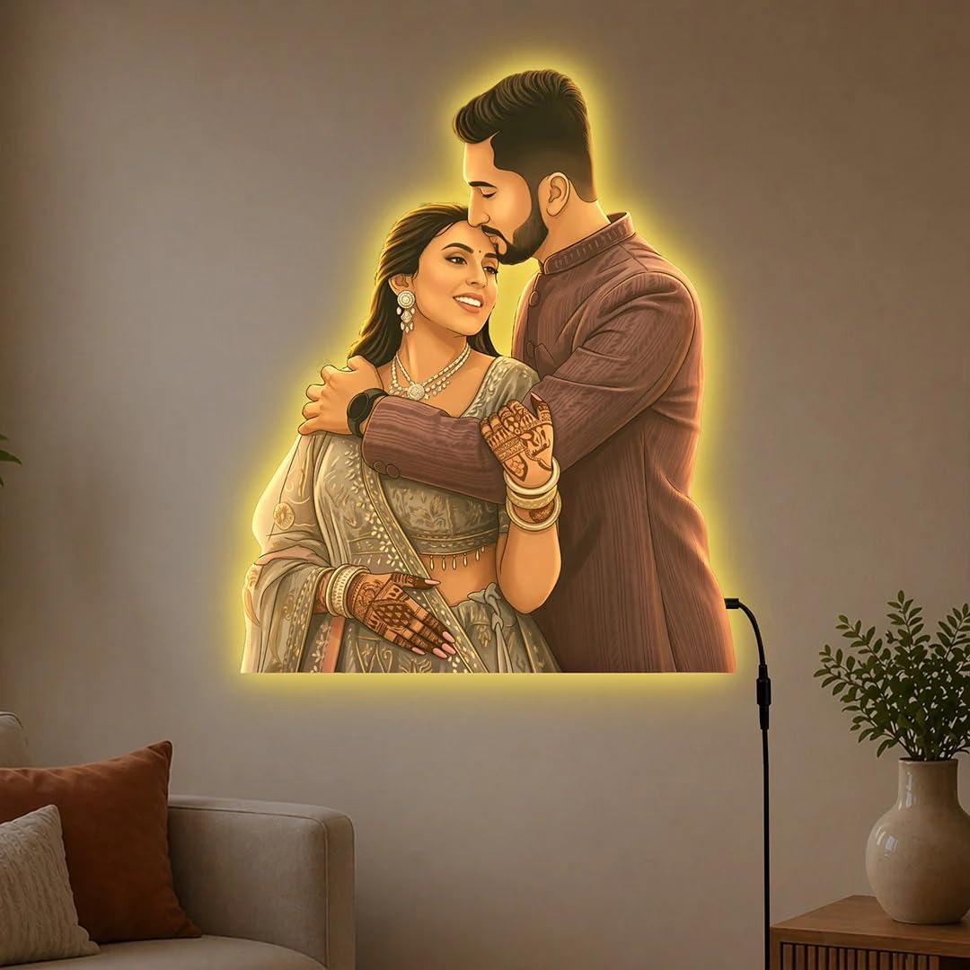 Forever Love | Personalised Wooden LED Photo Cutout 3D Glow