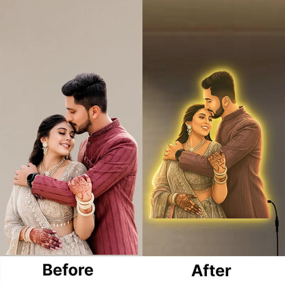 Forever Love | Personalised Wooden LED Photo Cutout 3D Glow