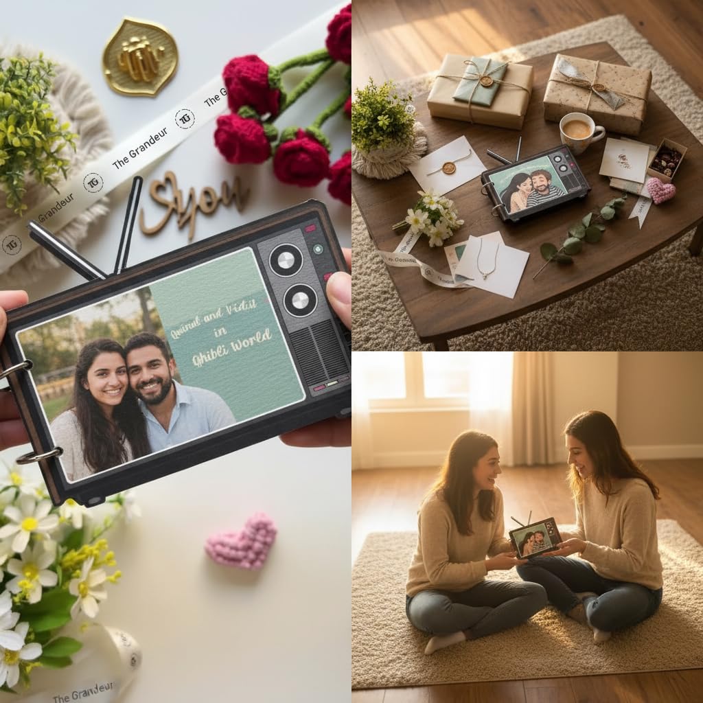 Personalized 5-Photo Album | Custom Couple Gift with Ghibli-Style Art