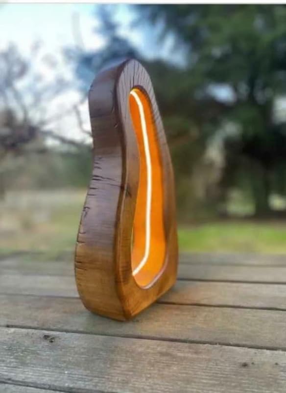 Modern Wooden LED Night Lamp | Warm Ambient Light for Bedroom & Home Decor