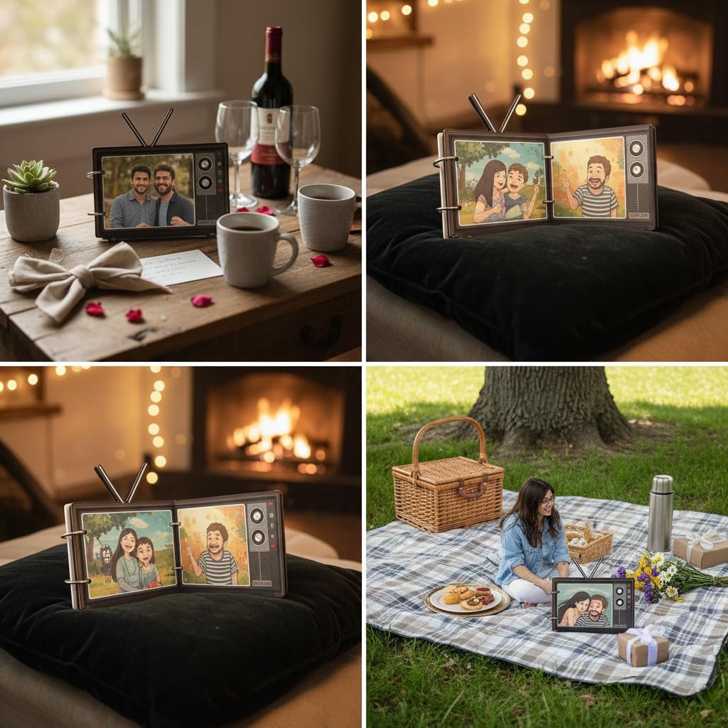 Personalized 5-Photo Album | Custom Couple Gift with Ghibli-Style Art