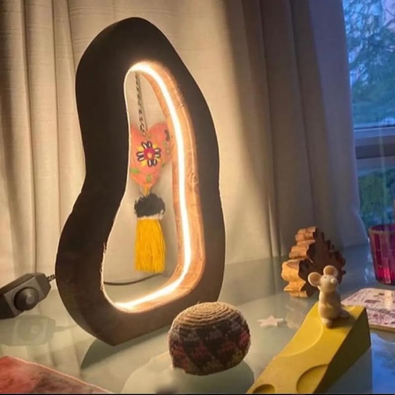 Modern Wooden LED Night Lamp | Warm Ambient Light for Bedroom & Home Decor
