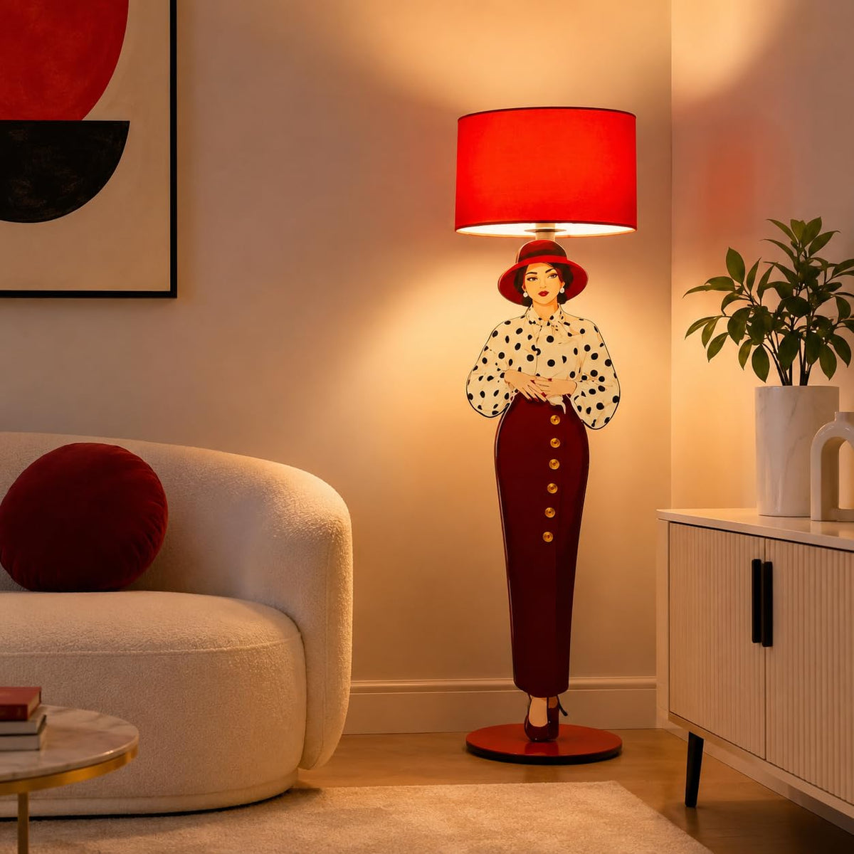 Artistic Red Floor Lamp | Fashion-Inspired Statement Light