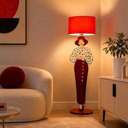 Artistic Red Floor Lamp | Fashion-Inspired Statement Light