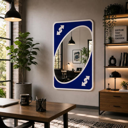 UNO Reverse Card Wall Mirror | Gaming & Room Decor Mirror (32×48 in)