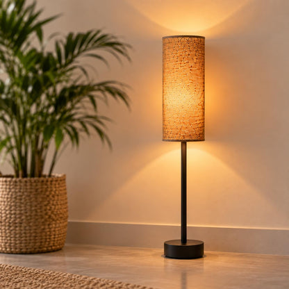 Black Floor Lamp | Modern Fabric Shade Standing Light