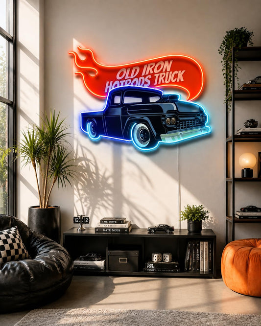 Hotrod Truck LED Neon Sign | Garage Wall Decor