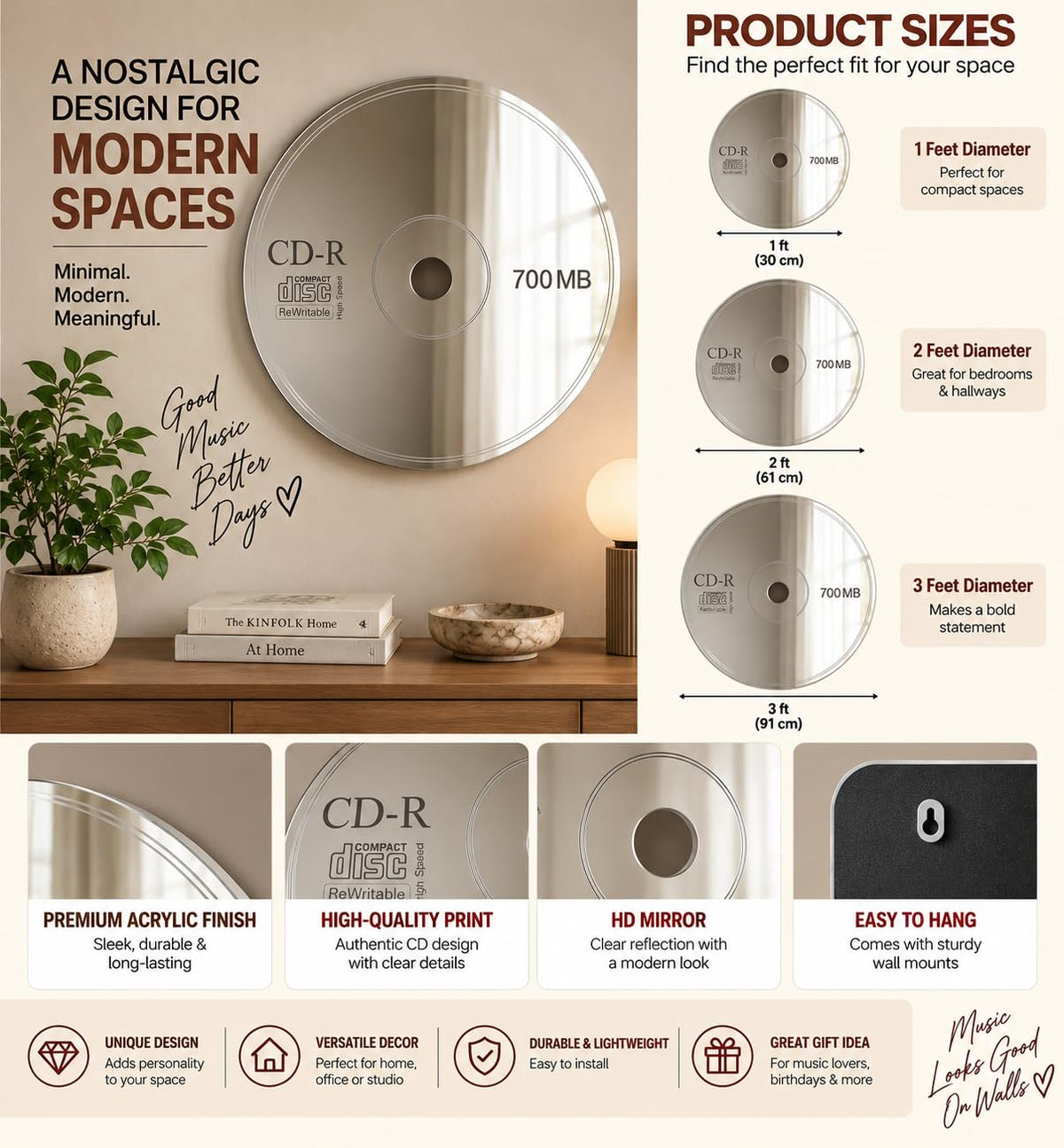 Round CD Mirror | Acrylic Y2K Room Decor