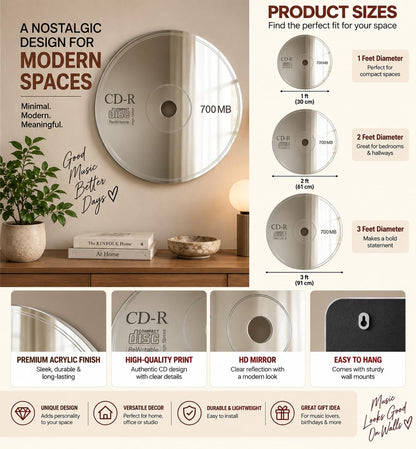 Round CD Mirror | Acrylic Y2K Room Decor