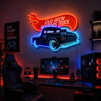 Hotrod Truck LED Neon Sign | Garage Wall Decor