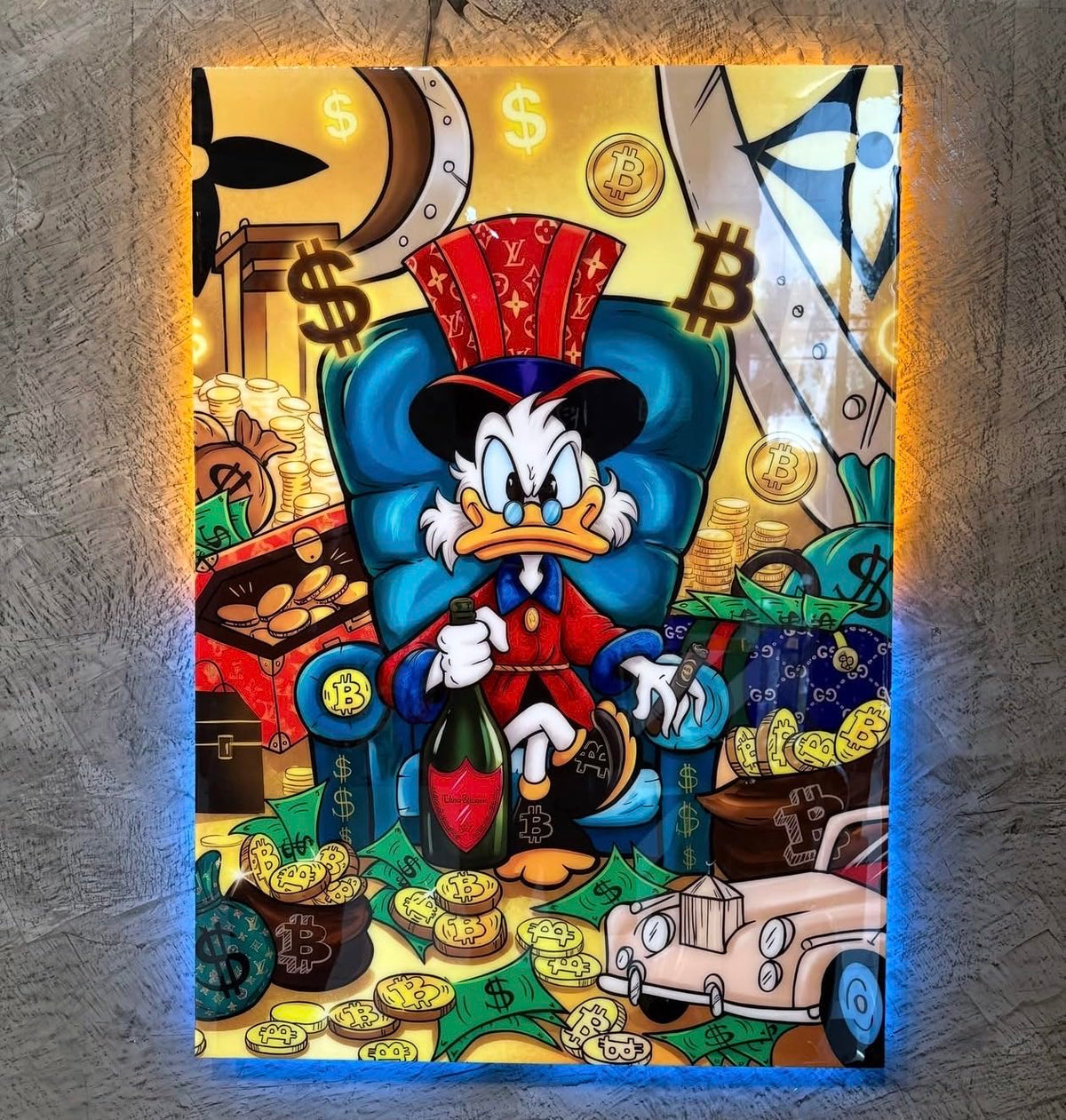 McDuck Bitcoin Pop Art LED Backlit Wall Art | cm Luxury Decor