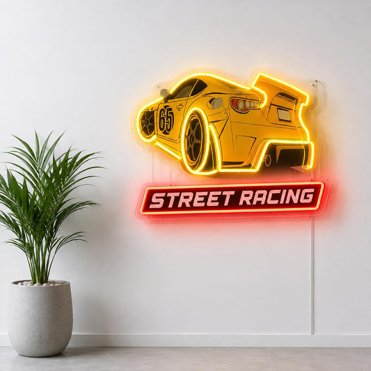 Street Racing LED Neon Sign | Race Car Garage Wall Decor