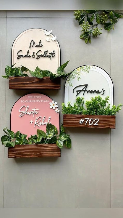 Custom Wooden Name Plate | Arch Design Door Sign