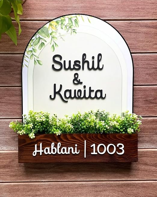 Custom Wooden Name Plate | Arch Design Door Sign