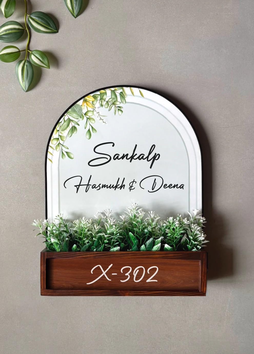 Custom Wooden Name Plate | Arch Design Door Sign