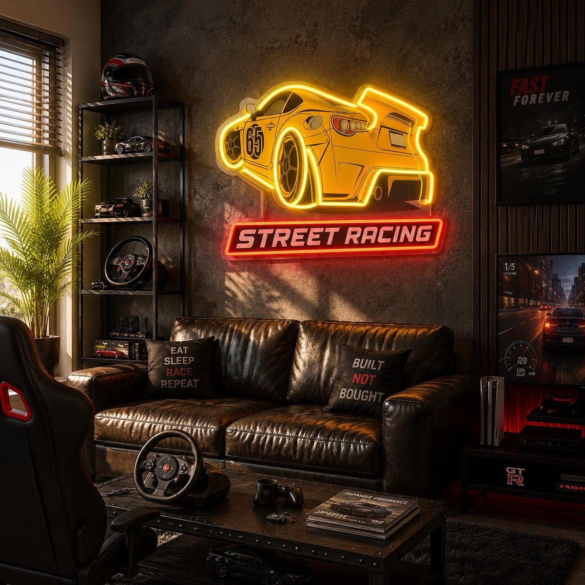 Street Racing LED Neon Sign | Race Car Garage Wall Decor