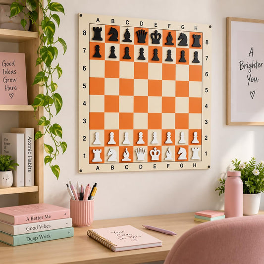 3D Magnetic Chess Wall Decor | Wall-Mounted Chess Board with Magnetic Pieces